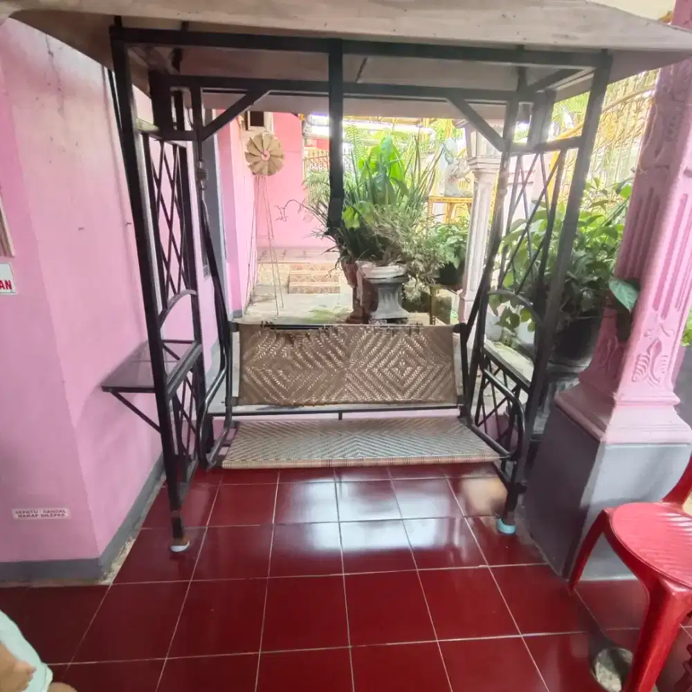 Ayunan besi kokoh, kursi Anyaman rotan full sdh ada atap