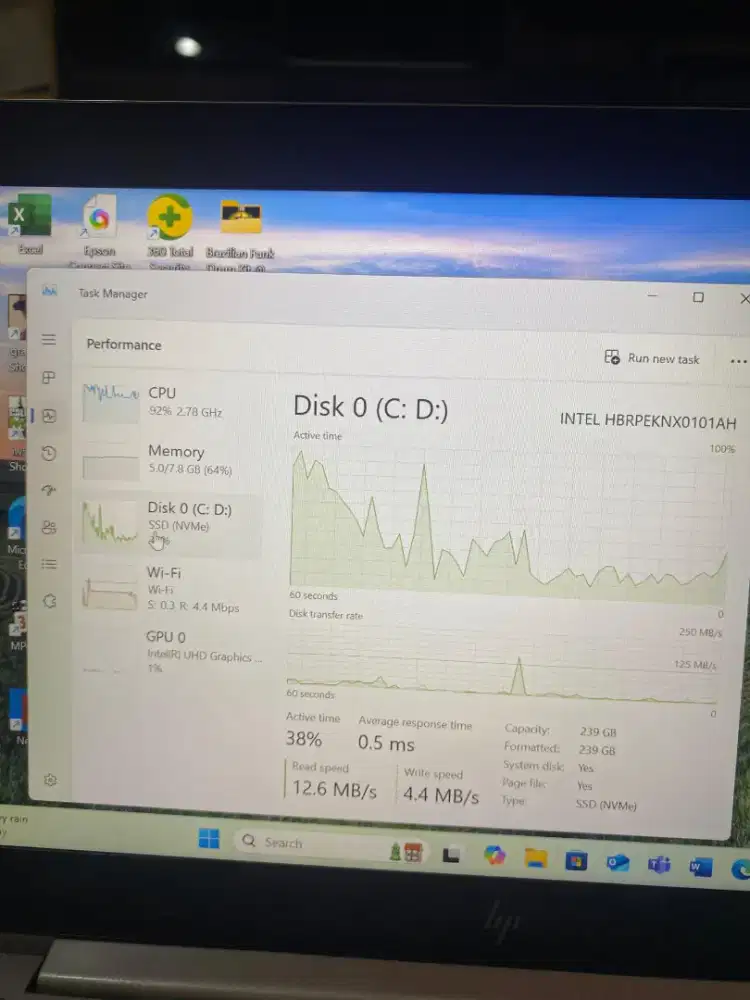 LAPTOP HP ELITE BOOK 840 G5
CORE I5 GEN 8