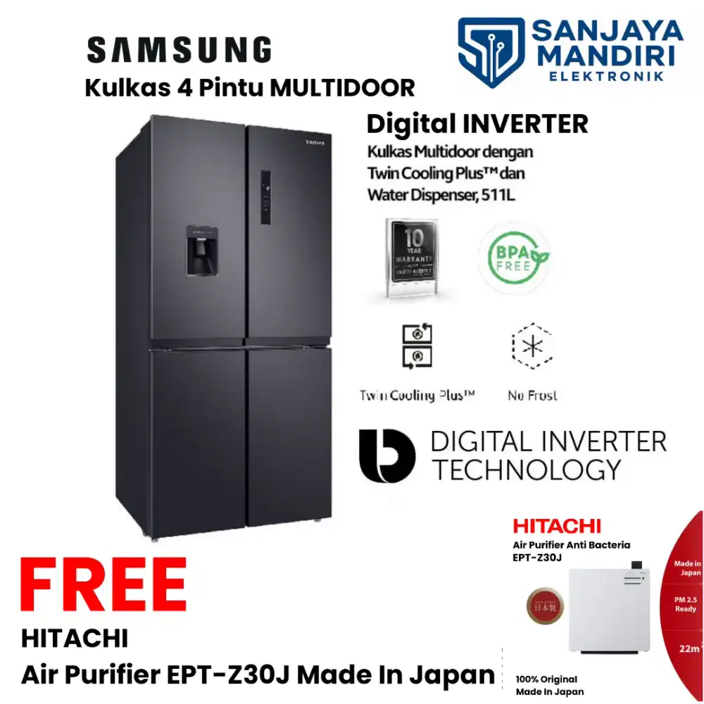 SAMSUNG MULTIDOOR 4 PINTU Twin Cooling WATER DISPENSER RF48A4010B4