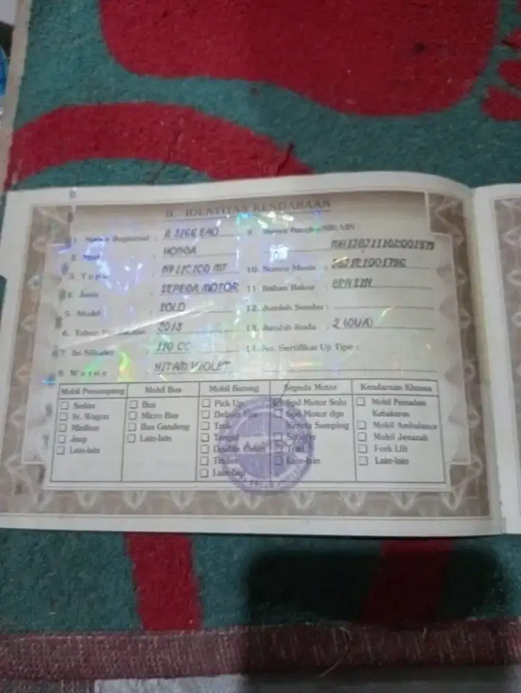 Honda Blade Thn 2013 Plat Depok