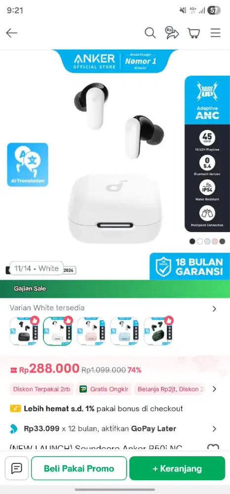 Earphone Soundcore R50i NC Baru Hadiah