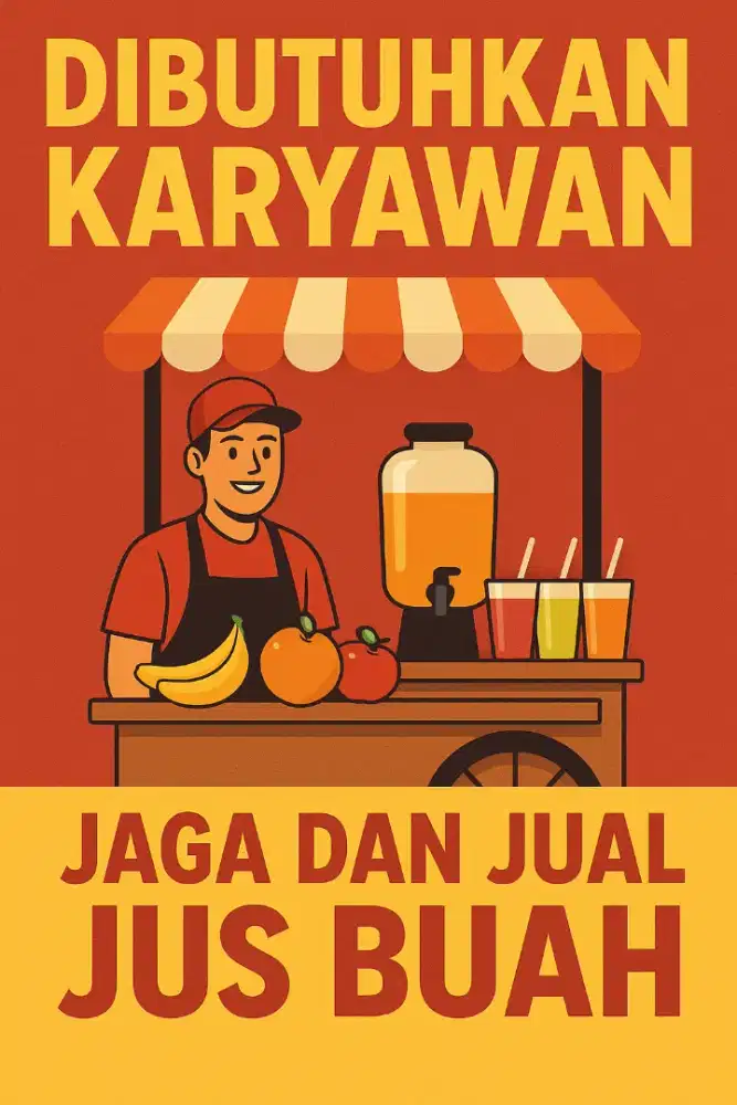 Dibutuhkan karyawan untuk jaga dan jual jus buah