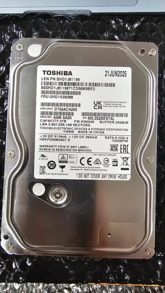 Harddisk Toshiba DT02 2TB 7200 RPM SATA 6Gb/s