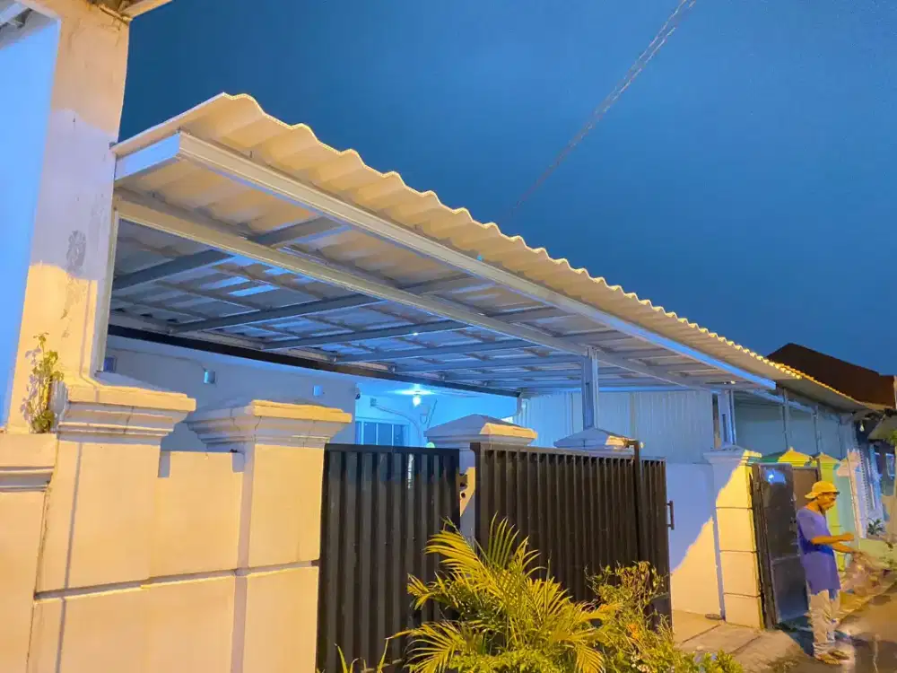 Pasang Kanopi baja ringan atap alderon singel layer