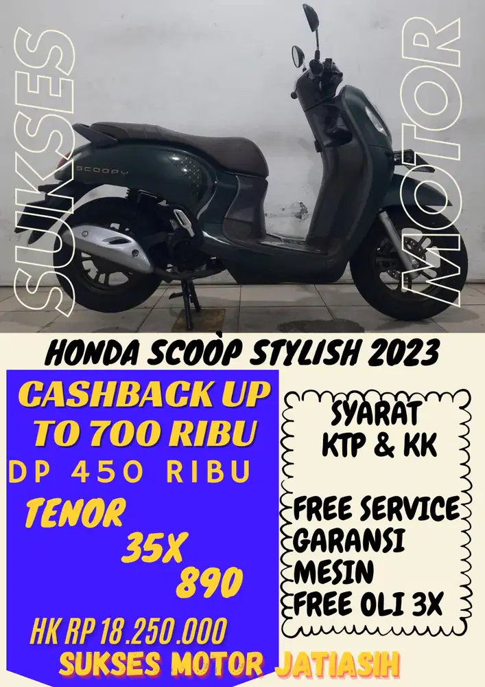 PROMO MURAH SCOOPY STYLISH 2023 DP 450 RIBU BISA CASH/KREDIT