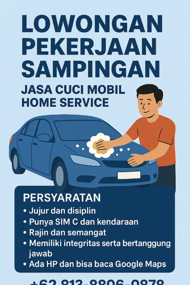 Lowongan Jasa Tukang Cuci Mobil Panggilan