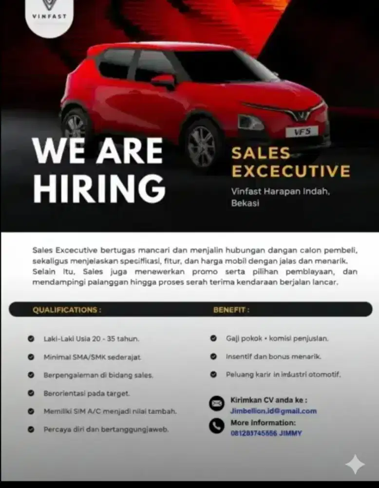 Loker marketing Vinfast Bekasi