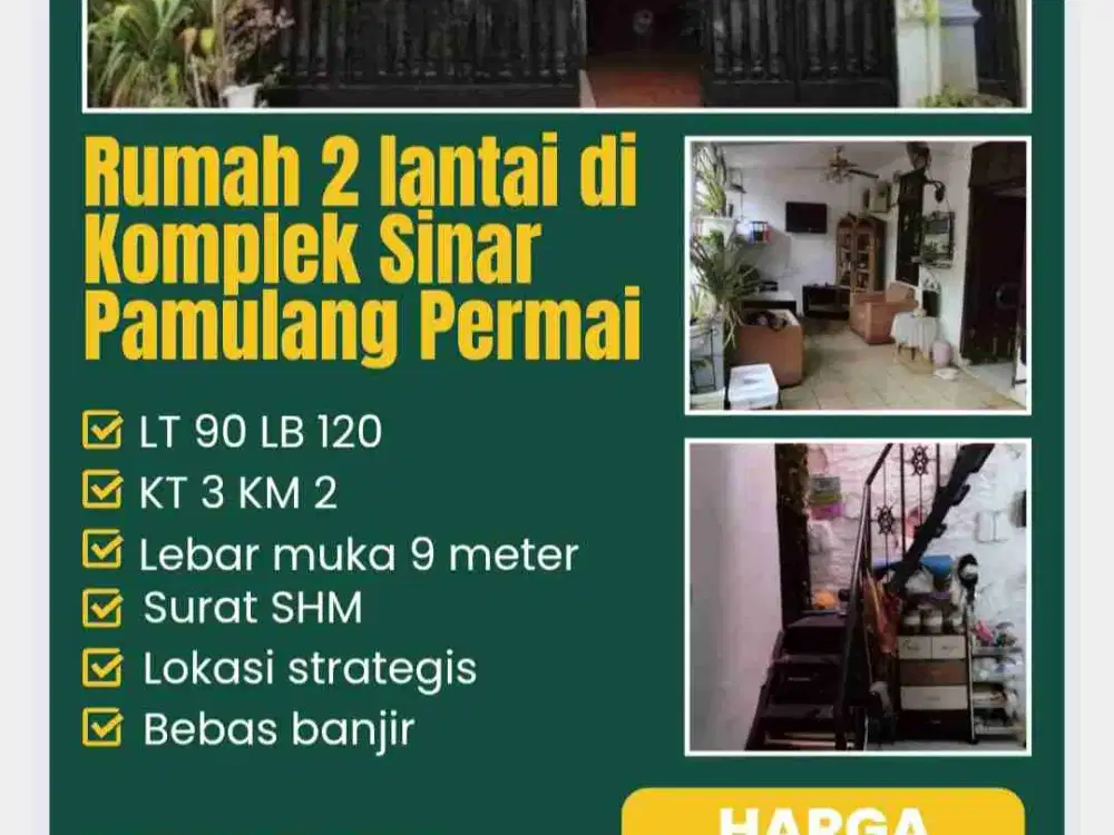 Rumah 2 lantai murah di komplek Sinar Pamulang Permai dekat bundaran Unpam