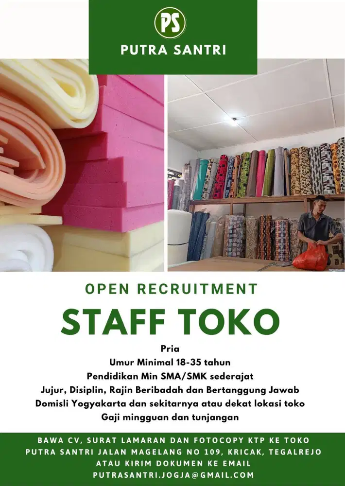 Dibutuhkan Pegawai Toko