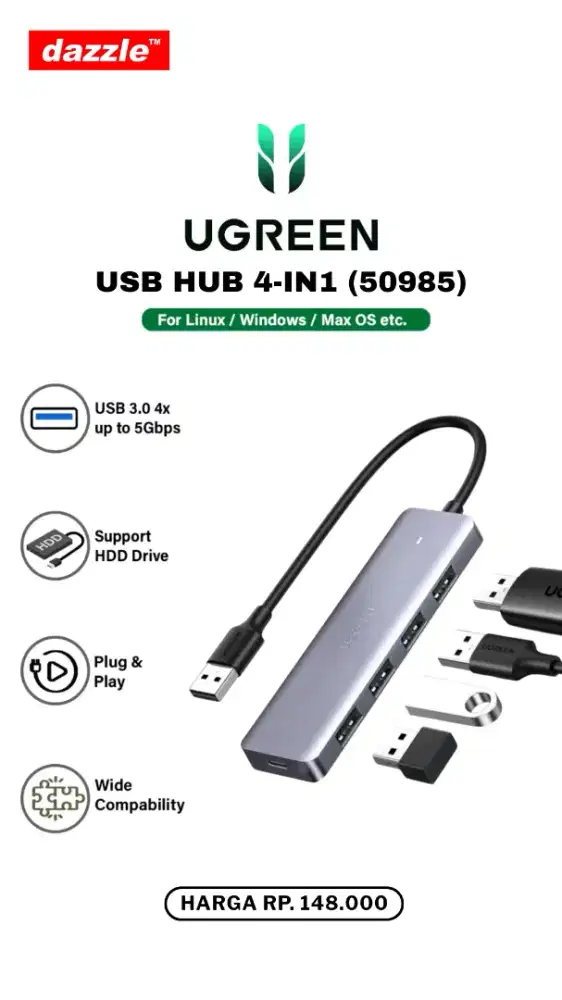 UGREEN USB HUB 4-IN-1 (50985)