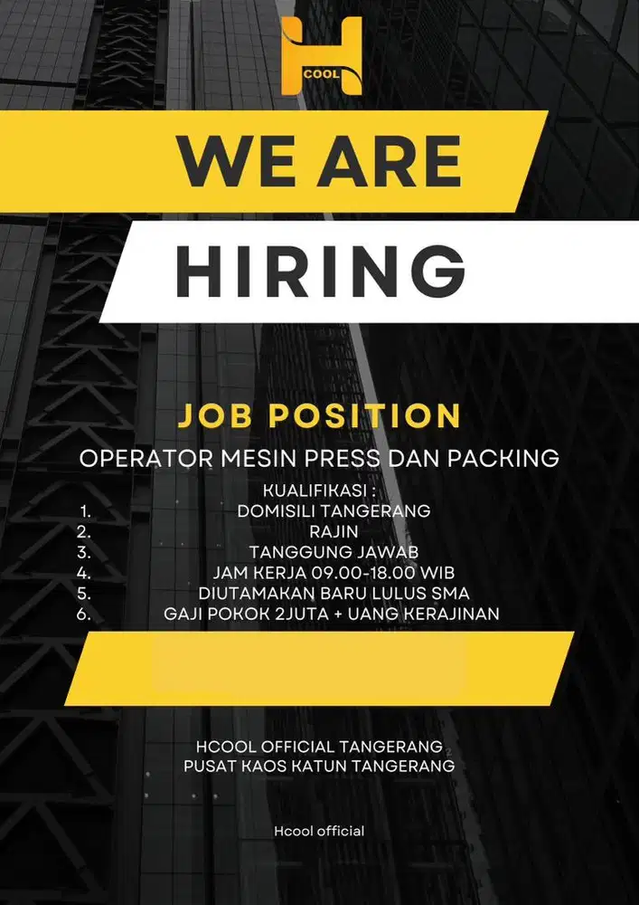 Dicari operator mesin press dan packing