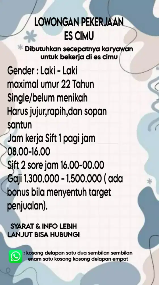 Lowongan pekerjaan es cimu