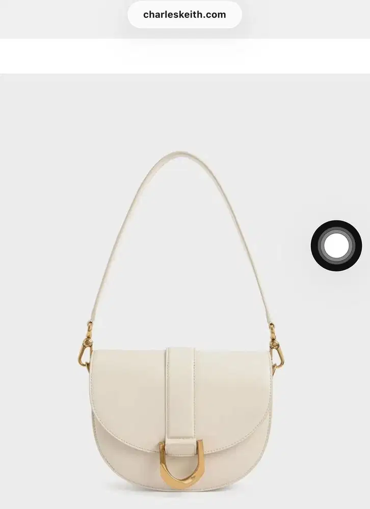 Charles & Keith Gabine Saddle Bag - Cream