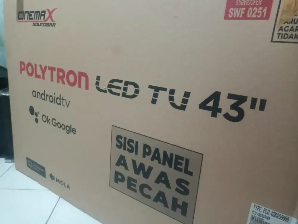 Tv Android Polytron soundbart 43 inch fullset