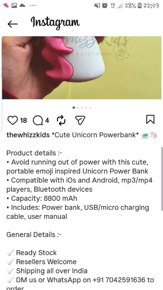 power bank unicorn 8800 mah borong