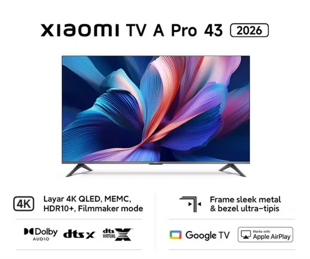 Smart TV, Google Tv, Xiaomi TV A Pro 43 2026 Smart TV 4K QLED HDR10+