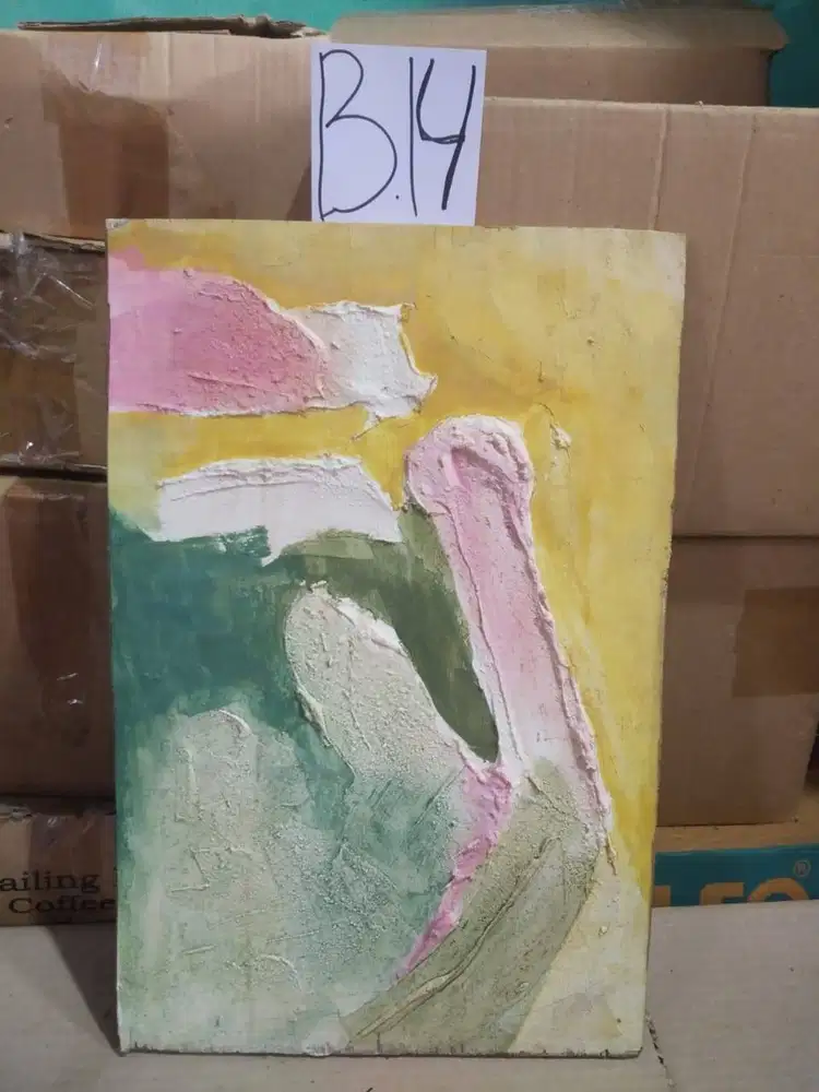 Abstract hand-painted collage on tripleks/ plywood