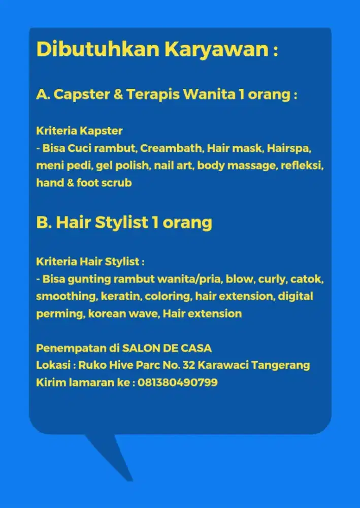 Dicari hairstylish dan capster