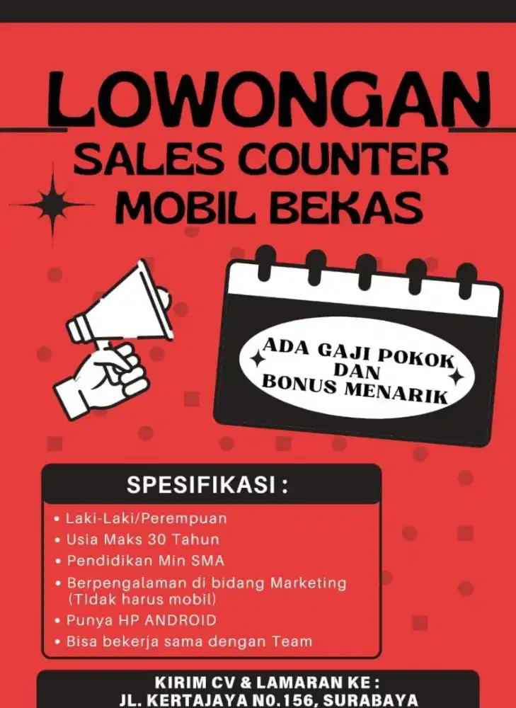 SALES COUNTER MOBIL BEKAS