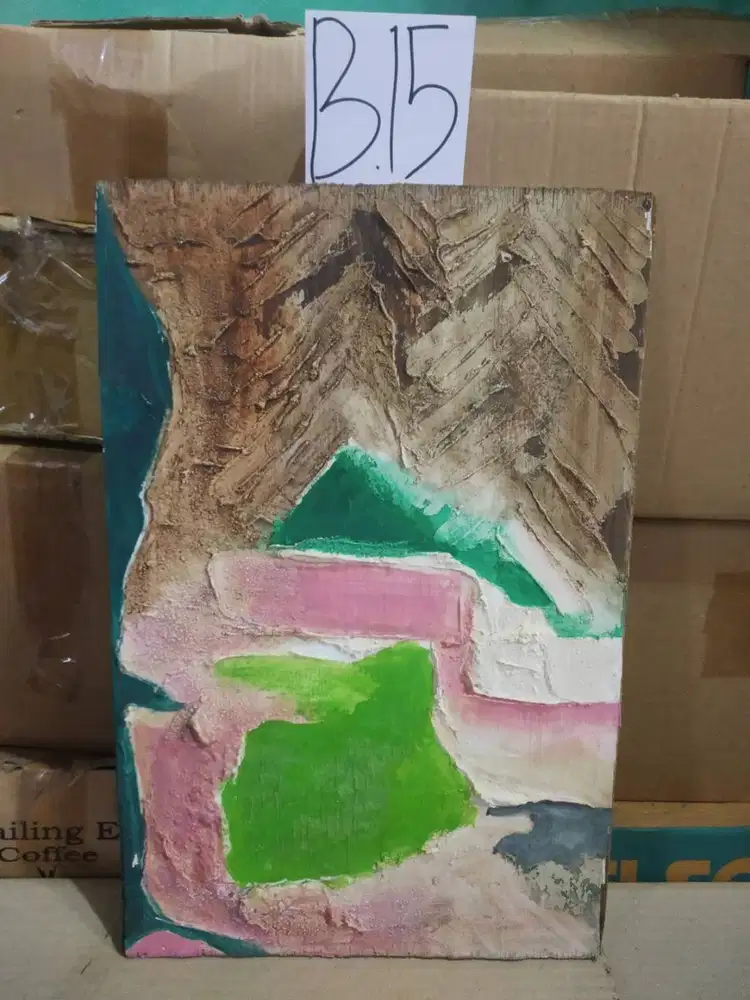 Abstract hand-painted collage on tripleks/ plywood  Uk : 30x46cm  with