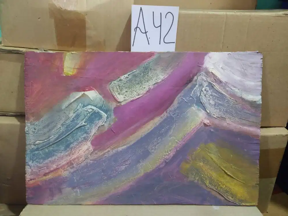 Abstract hand-painted collage on tripleks/ plywood