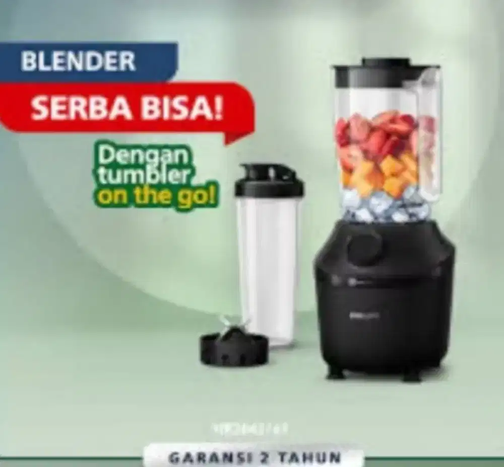 Blender Philips 1 Liter Plastik / Mika HR 2042 warna hitam dan tumbler