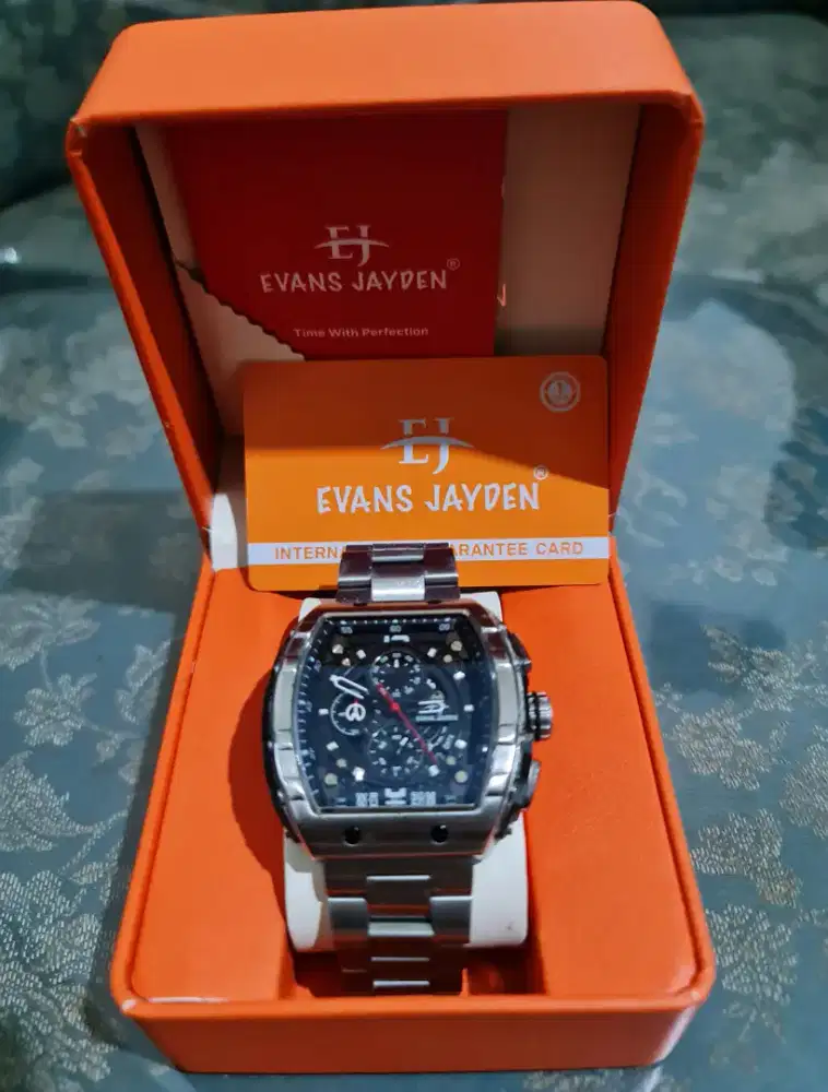 Evan jayden 9554 chrono tgl aktif rantai stainless ori mulus lengkap
