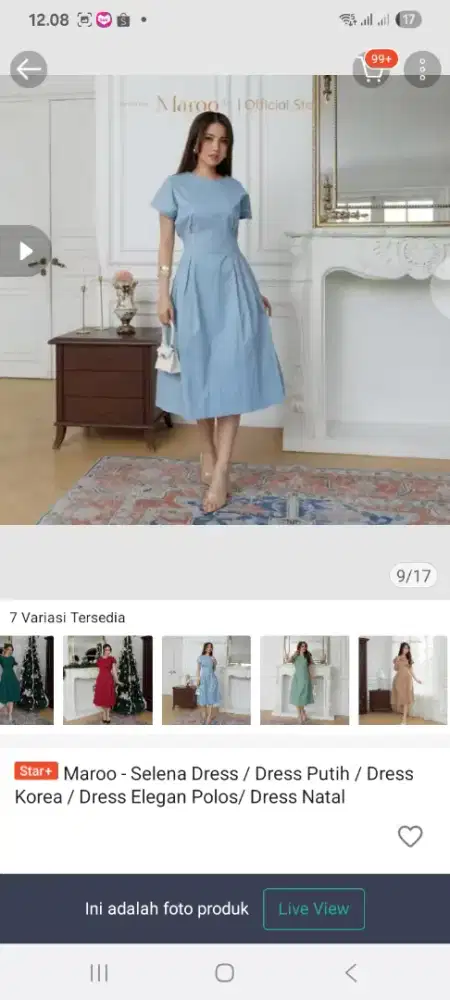 Baju dress waran biru