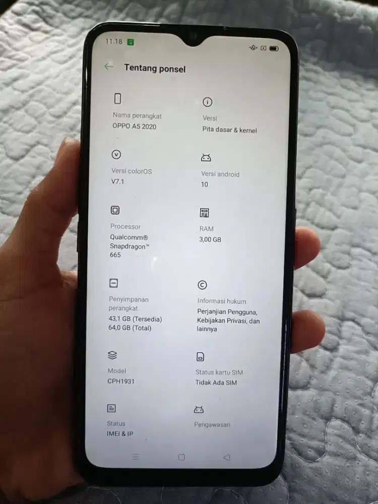 Oppo a5 2020 ram 3/64