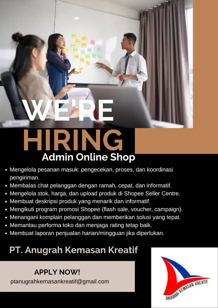 WE'RE HIRING ADMIN ONLINE SHOP