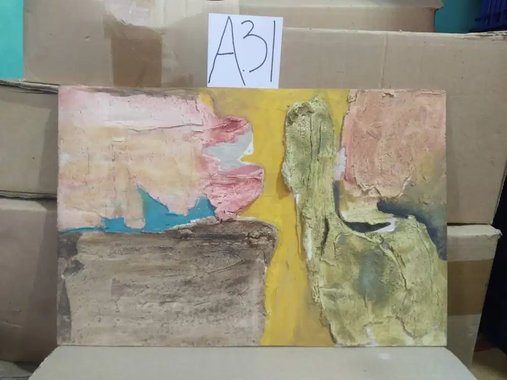 Abstract hand-painted collage on tripleks/ plywood