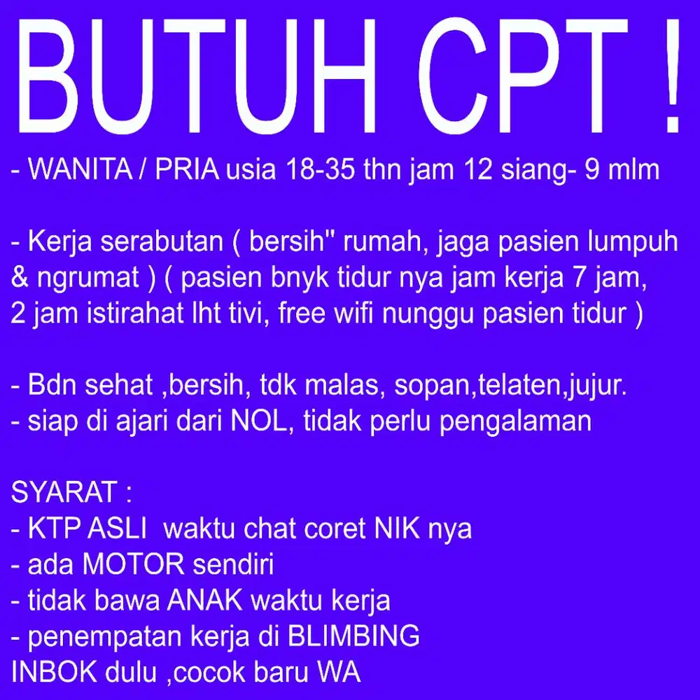 LOKER KHUSUS BLIMBING