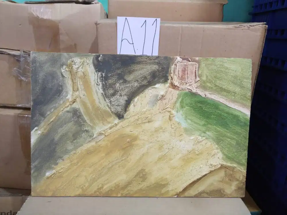 Abstract hand-painted collage on tripleks/ plywood