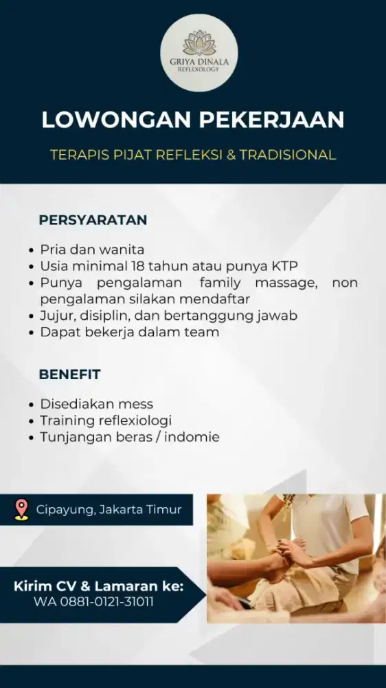 Dibutuhkan cepat terapis pijat keluarga (family massage)
