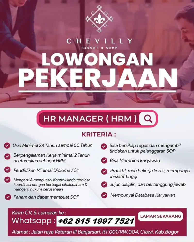 Dibutuhkan HR MANAGER
