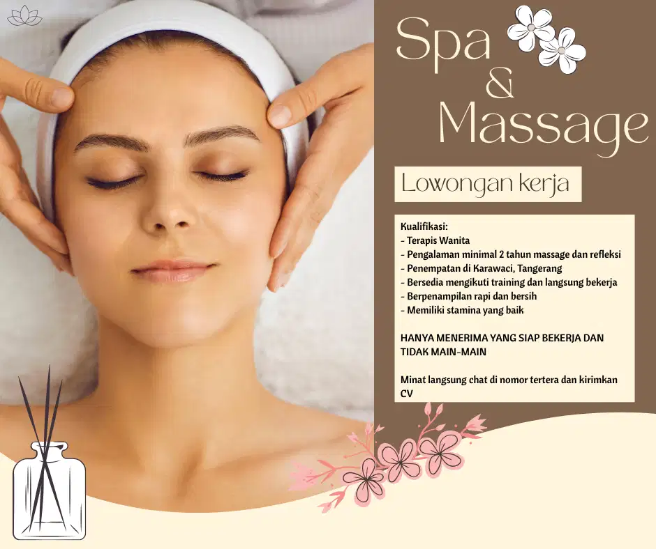 LOWONGAN KERJA THERAPIST TERAPIS PIJAT MASSAGE