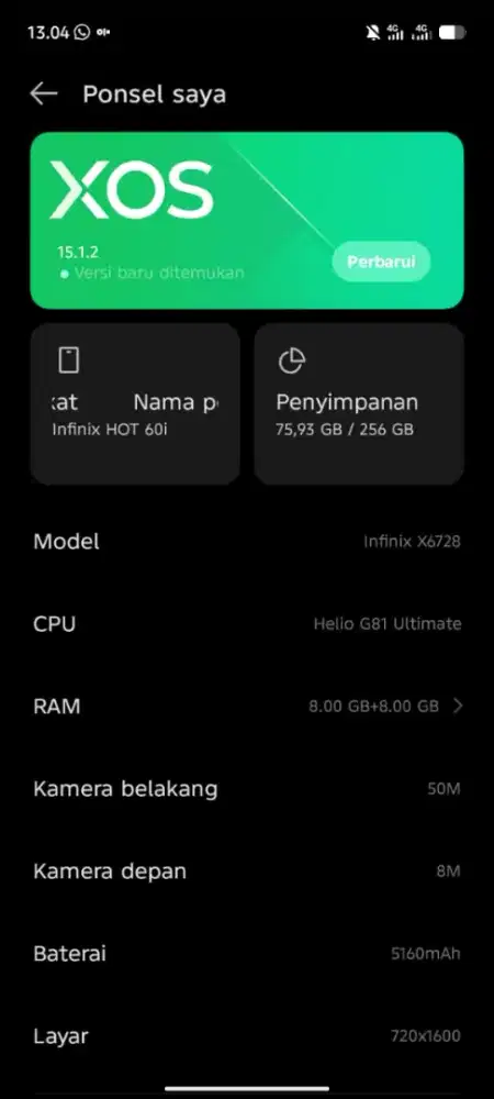 Jual hp infinix hot 60i