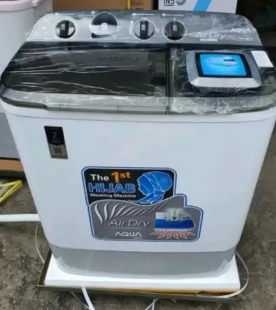Bisa Cicilan.Aqua Mesin Cuci 2Tabung 8Kg QW-860XT Hijab Series~Air Dry