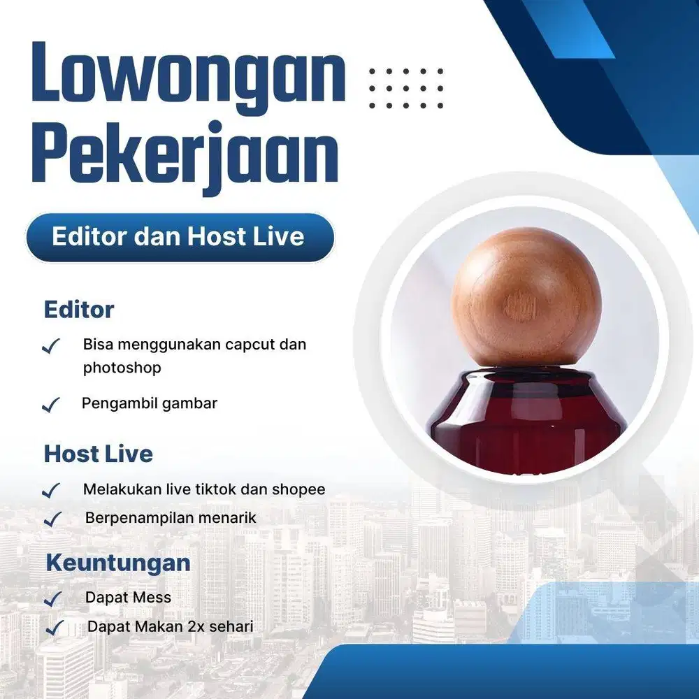 Lowongan editor, host live dan admin