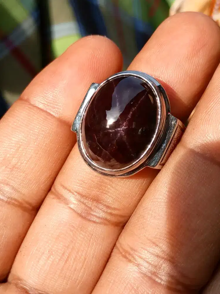 cincin natural star garnet 6 rays