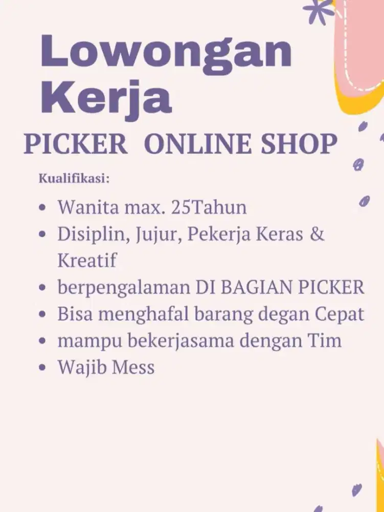 LOWONGAN PIKER ONLINE SHOP