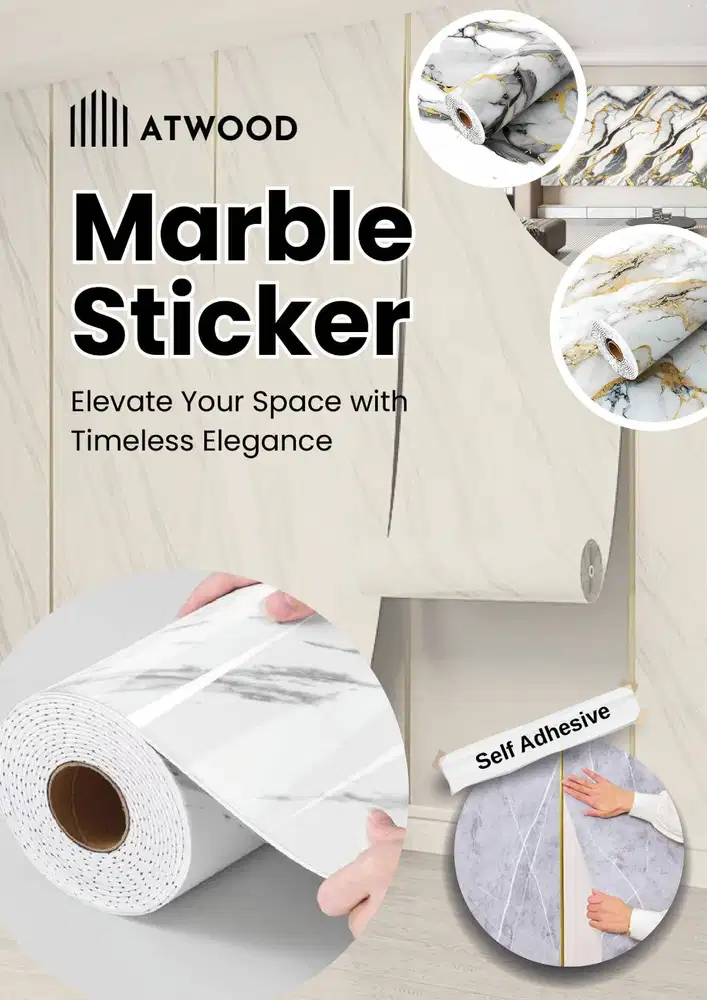 Wallfoam PVC Marmer 120cm x 300cm - Wallpaper Foam Dinding