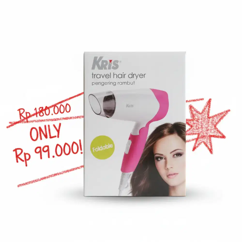 ‼️DISKON DAN TERBATAS‼️Kris Travel Hair Dryer – Pengering Rambut Lipat