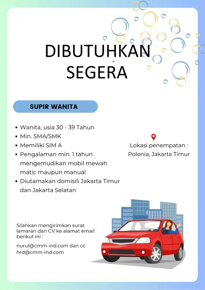 Supir Wanita Untuk di Rumah Direktur