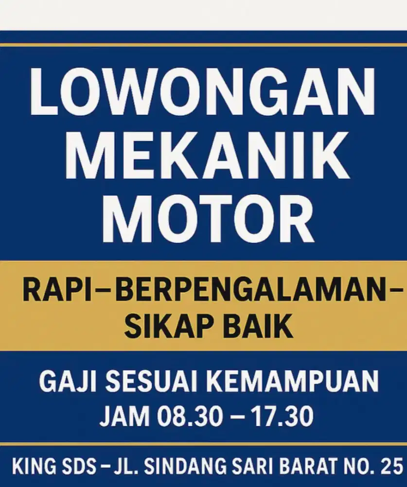 Lowongan mekanik motor