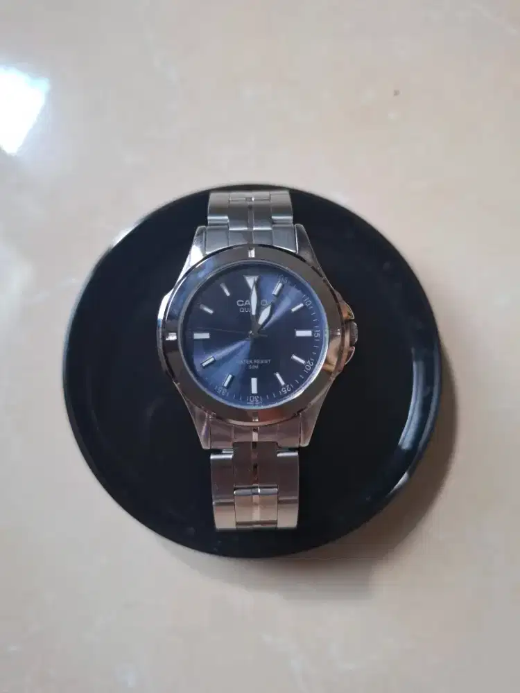 Casio MTP 1214 Men Blue Dial Stainless