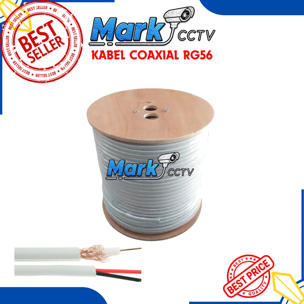 Kabel Coaxial + Power RG59 Premium Warna Putih Baru