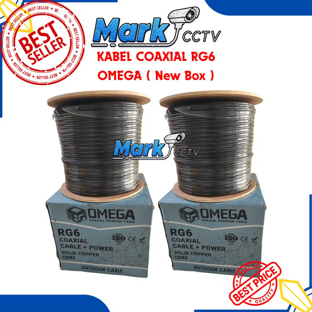 Kabel Coaxial + Power RG6 Premium Warna Hitam Baru