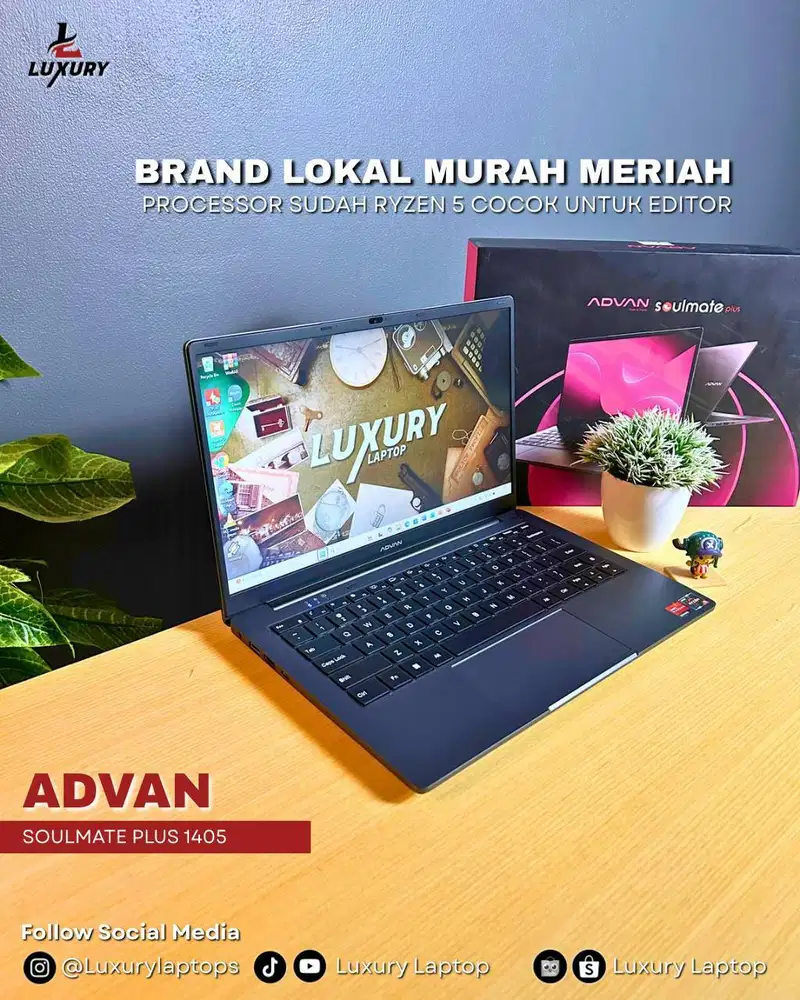 LAPTOP ADVAN SOULMATE PLUS 1405 AMD RYZEN 5 SSD RAM JUAL CEPAT BU