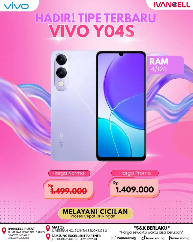 VIVO Y04S NEW RAM 4/128 GAS BOLO